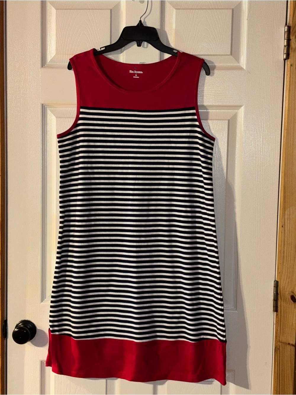 Kim Rogers Red and Navy Striped Sleeveless Dress